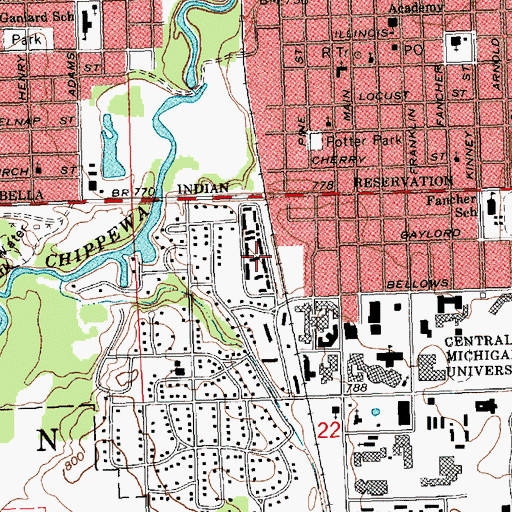 Topographic Map of Northwest Apartments, MI