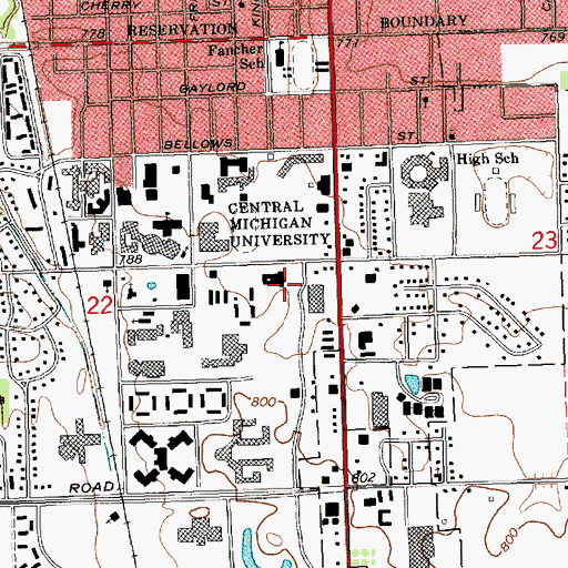 Topographic Map of Foust Hall, MI