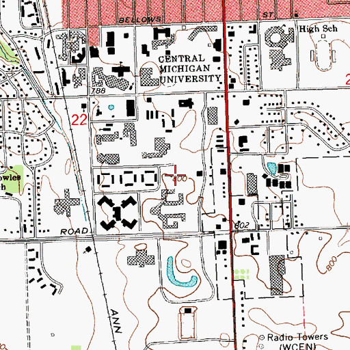 Topographic Map of Engineering and Technology Building, MI