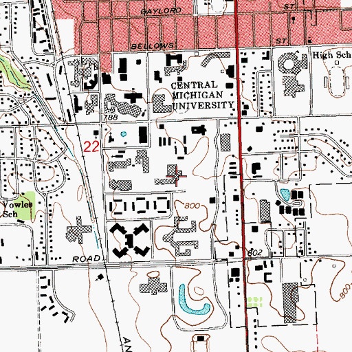 Topographic Map of Bush Theatre, MI