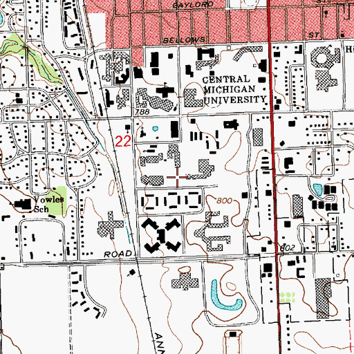 Topographic Map of Dow Science Complex, MI