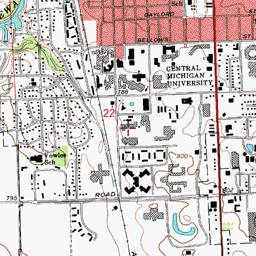 Topographic Map of Anspach Hall, MI