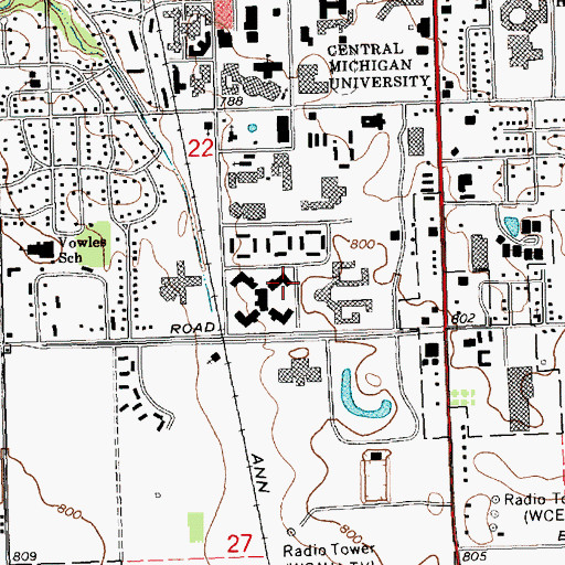 Topographic Map of Sweeney Hall, MI