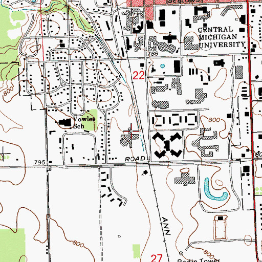 Topographic Map of Cobb Hall, MI