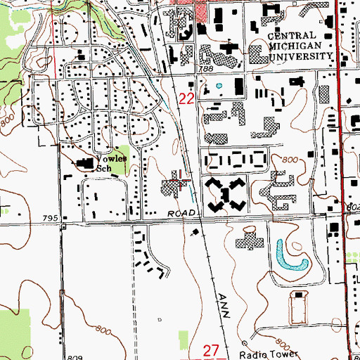 Topographic Map of Kesseler Hall, MI