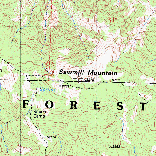 Topographic Map of Sawmill Mountain, CA