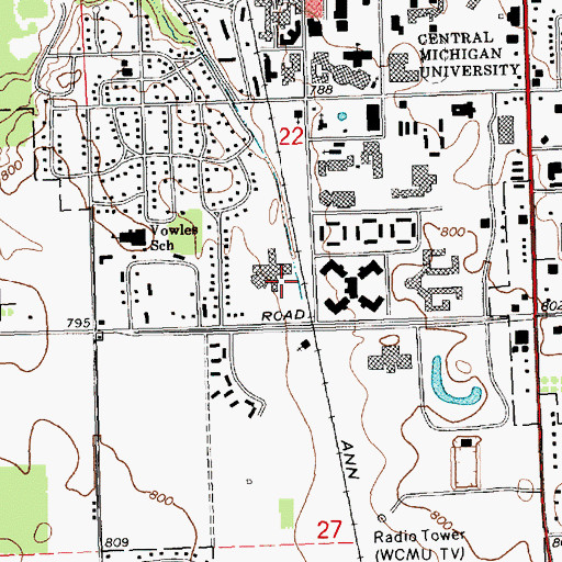 Topographic Map of Kulhavi Hall, MI
