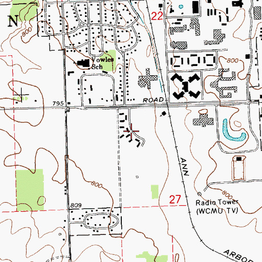 Topographic Map of Kewadin Village, MI