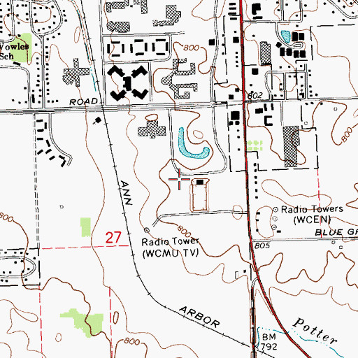 Topographic Map of Indoor Athletic Center, MI