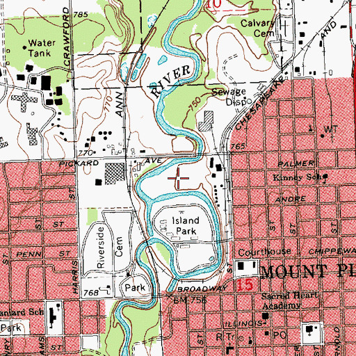 Topographic Map of Pickens Field, MI