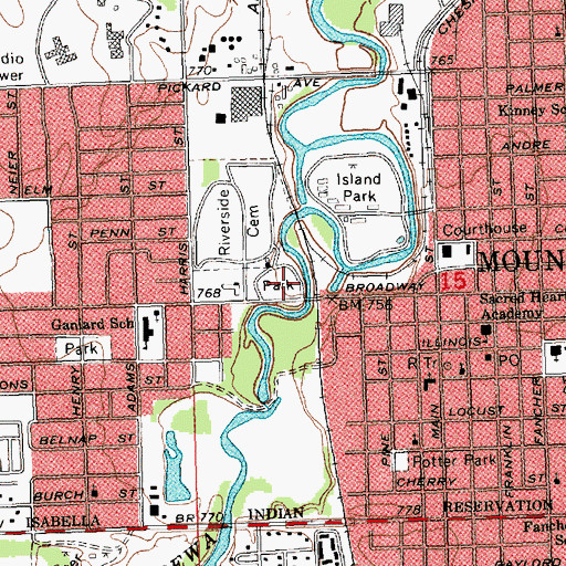 Topographic Map of Nelson Park, MI
