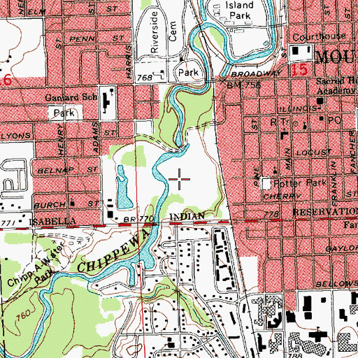 Topographic Map of Mill Pond Park, MI