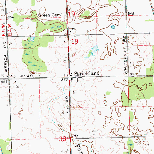 Topographic Map of Strickland Post Office (historical), MI