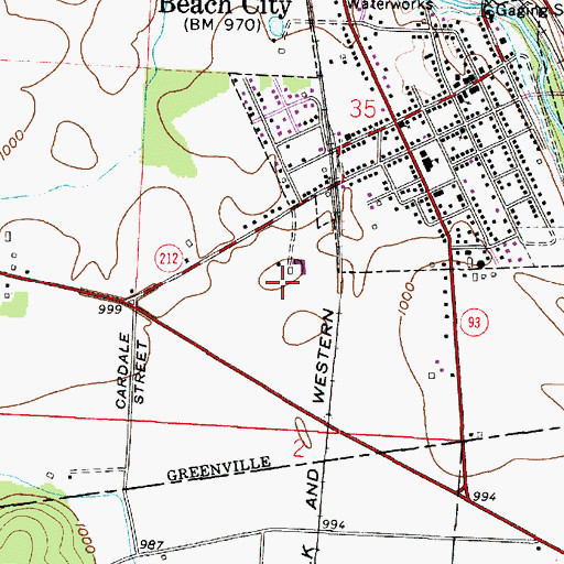 Topographic Map of Baltzly Farms, OH