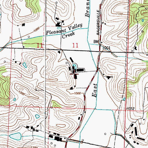 Topographic Map of Andreas Farms, OH
