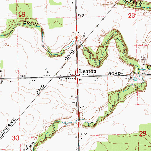Topographic Map of Leaton Post Office (historical), MI