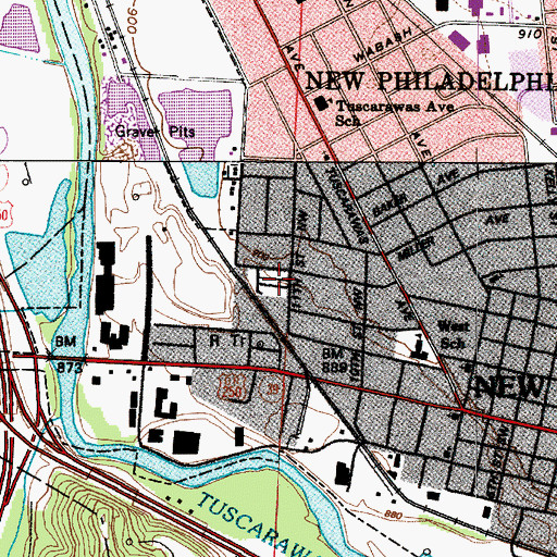 Topographic Map of Quaker Mobile Home Park, OH