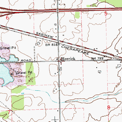Topographic Map of Herrick Post Office (historical), MI