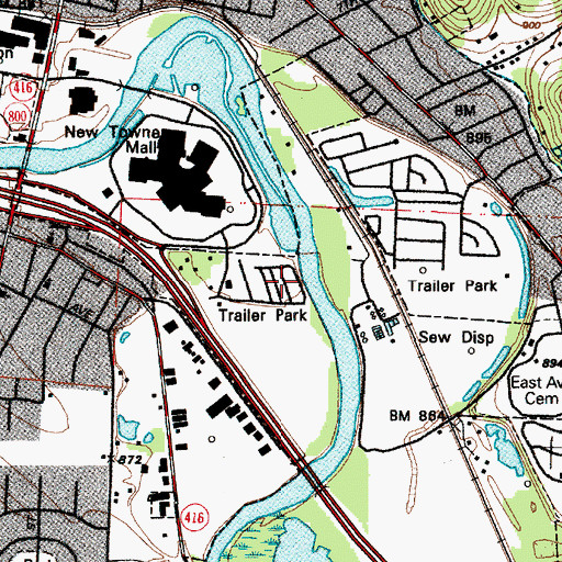 Topographic Map of Pines Mobile Home Park, OH
