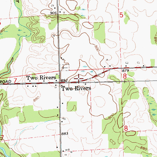 Topographic Map of Caldwell Post Office (historical), MI
