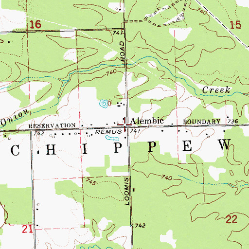 Topographic Map of Alembic Post Office (historical), MI
