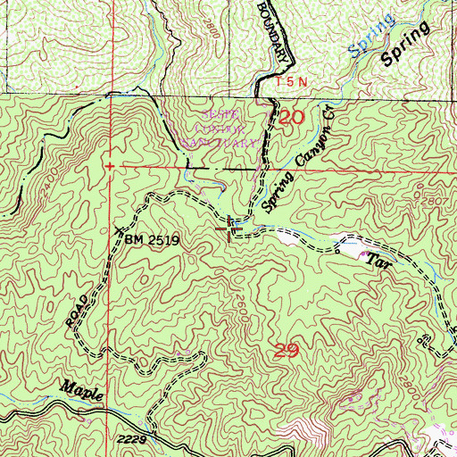 Topographic Map of Spring Canyon, CA