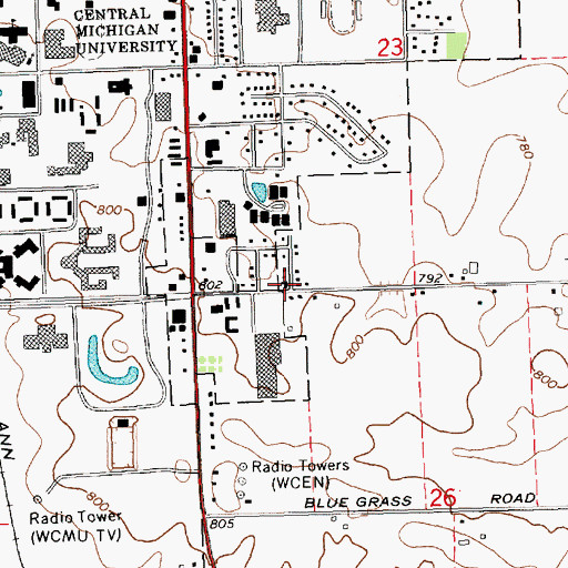 Topographic Map of Prospect Park Church of God, MI