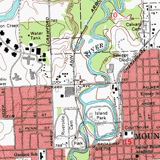 Topographic Map of Mount Pleasant Station, MI