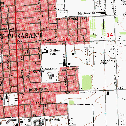 Topographic Map of Laurels of Mount Pleasant, MI