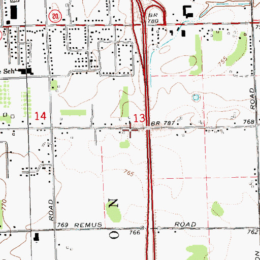 Topographic Map of Crossings on Broadway Mobile Home Park, MI