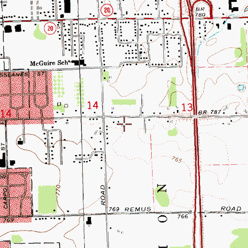 Topographic Map of Isabella Mobile Home Park, MI