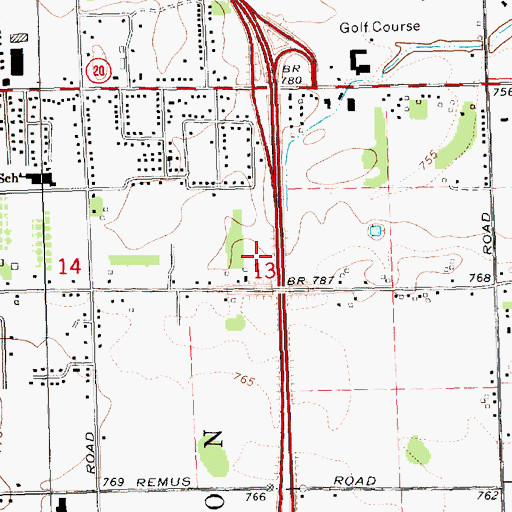 Topographic Map of Broadway Acres Mobile Home Park, MI