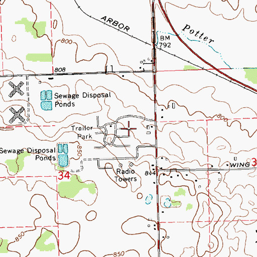 Topographic Map of Pleasant Ridge Manufactured Home Community, MI