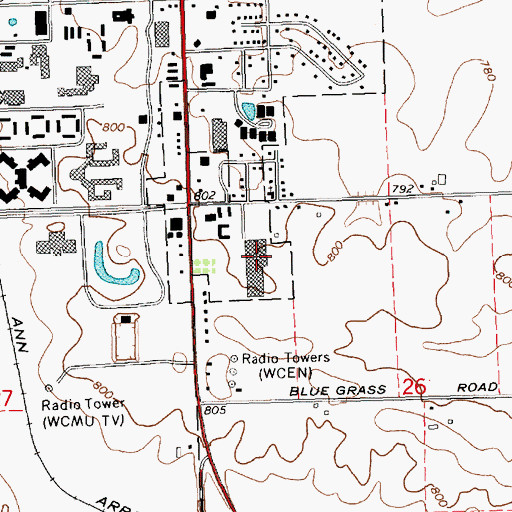 Topographic Map of Mount Pleasant Shopping Center, MI