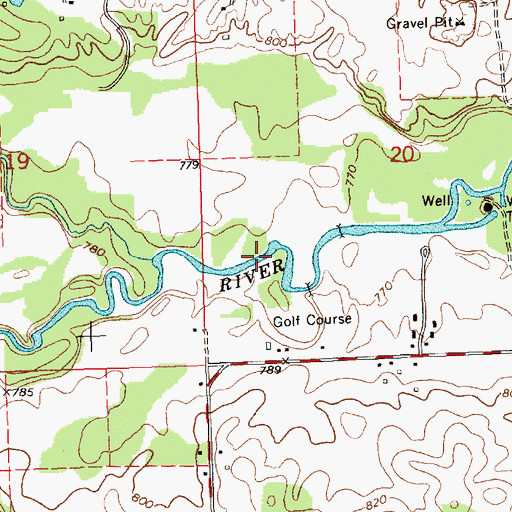 Topographic Map of Riverwood Golf Course, MI