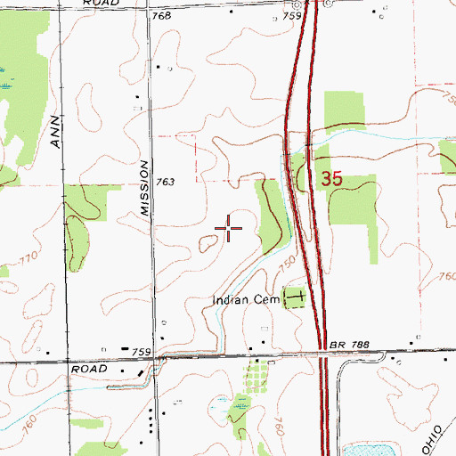 Topographic Map of Isabella County Fairgrounds, MI