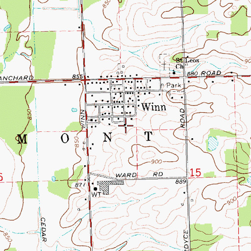 Topographic Map of Winn Elementary School, MI