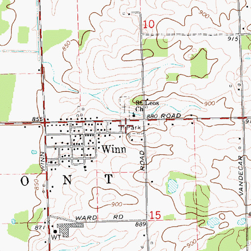 Topographic Map of Winn Community Building, MI