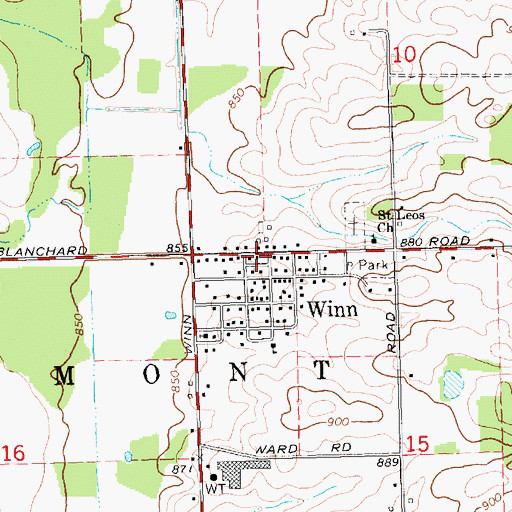 Topographic Map of Winn Post Office, MI