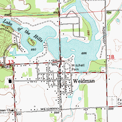 Topographic Map of Weidman Area Health Clinic, MI