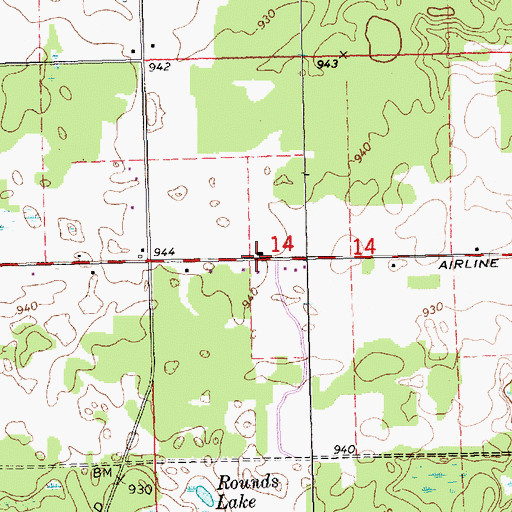 Topographic Map of Weidman Baptist Church, MI