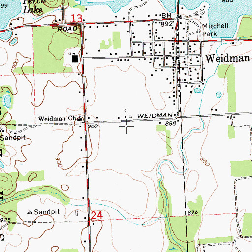 Topographic Map of Nottawa / Sherman Township Fire Department, MI