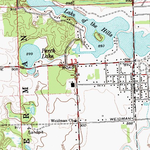 Topographic Map of Weidman Public Library, MI