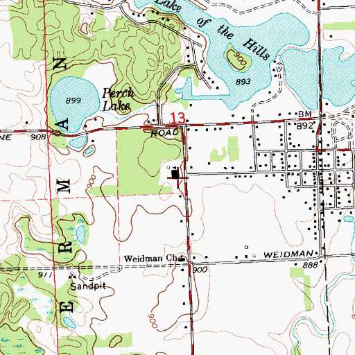 Topographic Map of Weidman Elementary School, MI