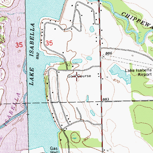Topographic Map of Pines Golf Course, MI