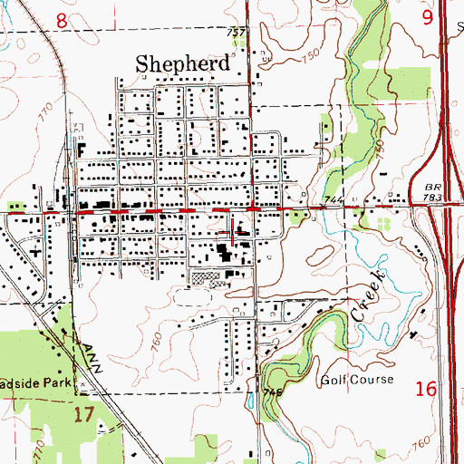 Topographic Map of Saint Vincent de Paul Catholic Church, MI