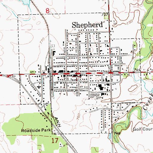 Topographic Map of Central Clinic-Shepherd, MI