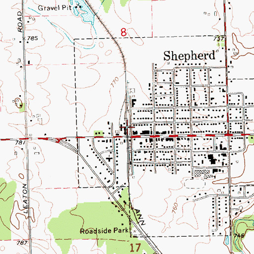 Topographic Map of Shepherd Station, MI
