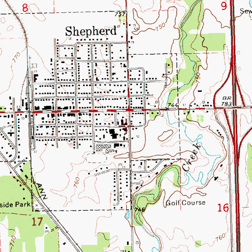 Topographic Map of Shepherd Elementary School, MI