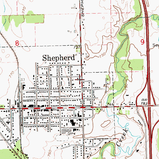 Topographic Map of Chippewa Street Church of Christ, MI